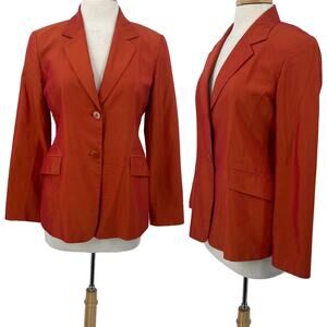 Lafayette 148 Blazer Buttons Down Cotton Silk Pockets Iridescent Orange Womens 8